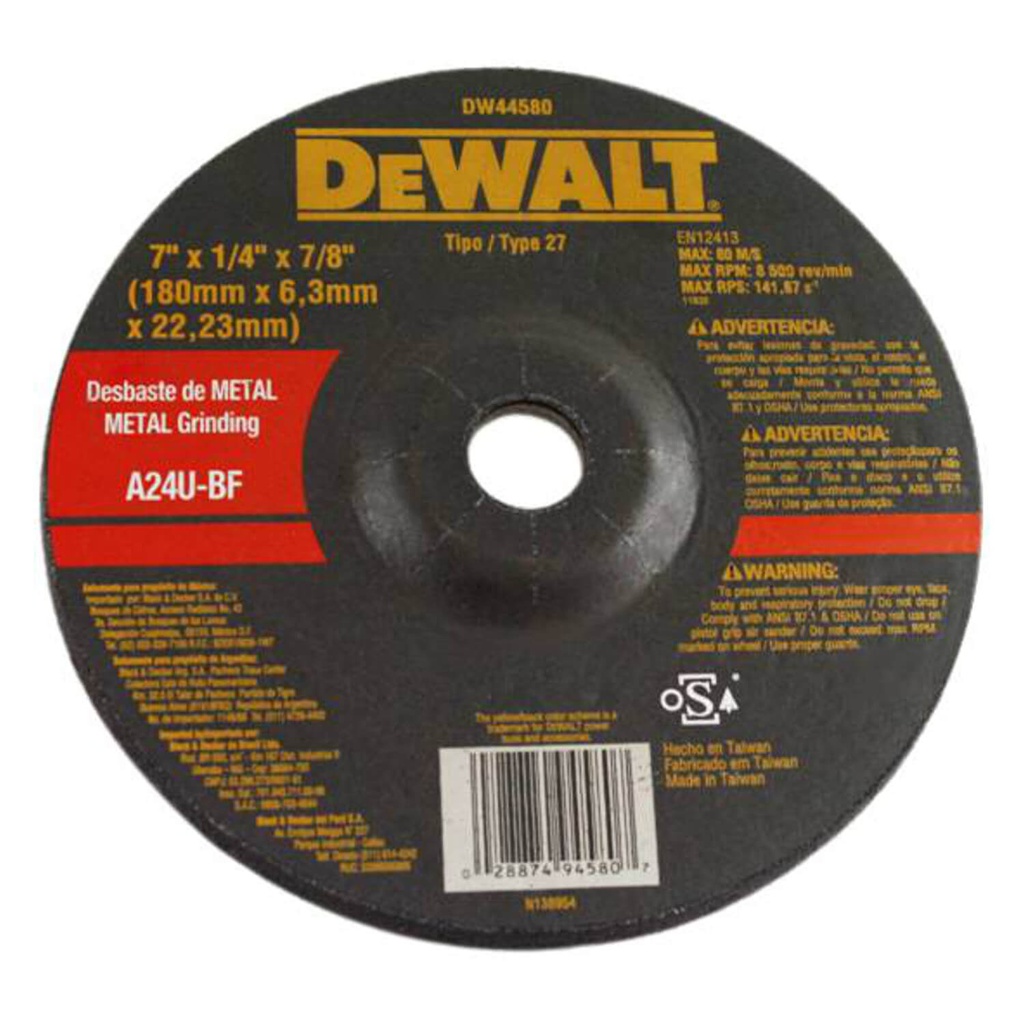Aproximación Respecto a Rítmico DEWALT Disco de corte y desbaste para metal de 7"x¼"x7/8" | Equipos  Industriales