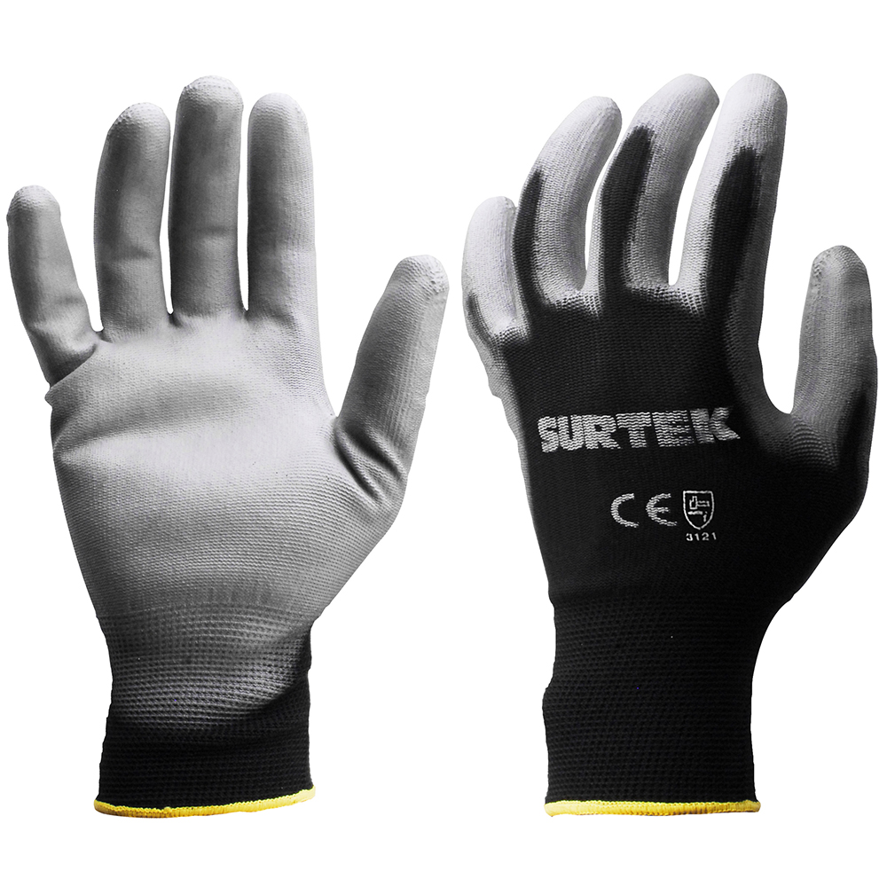 SURTEK Guantes de nylon con recubrimiento de poliuretano talla M