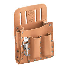 KLEIN Bolsa para herramientas de cuero de 5 bolsillos con broche para cuchillo