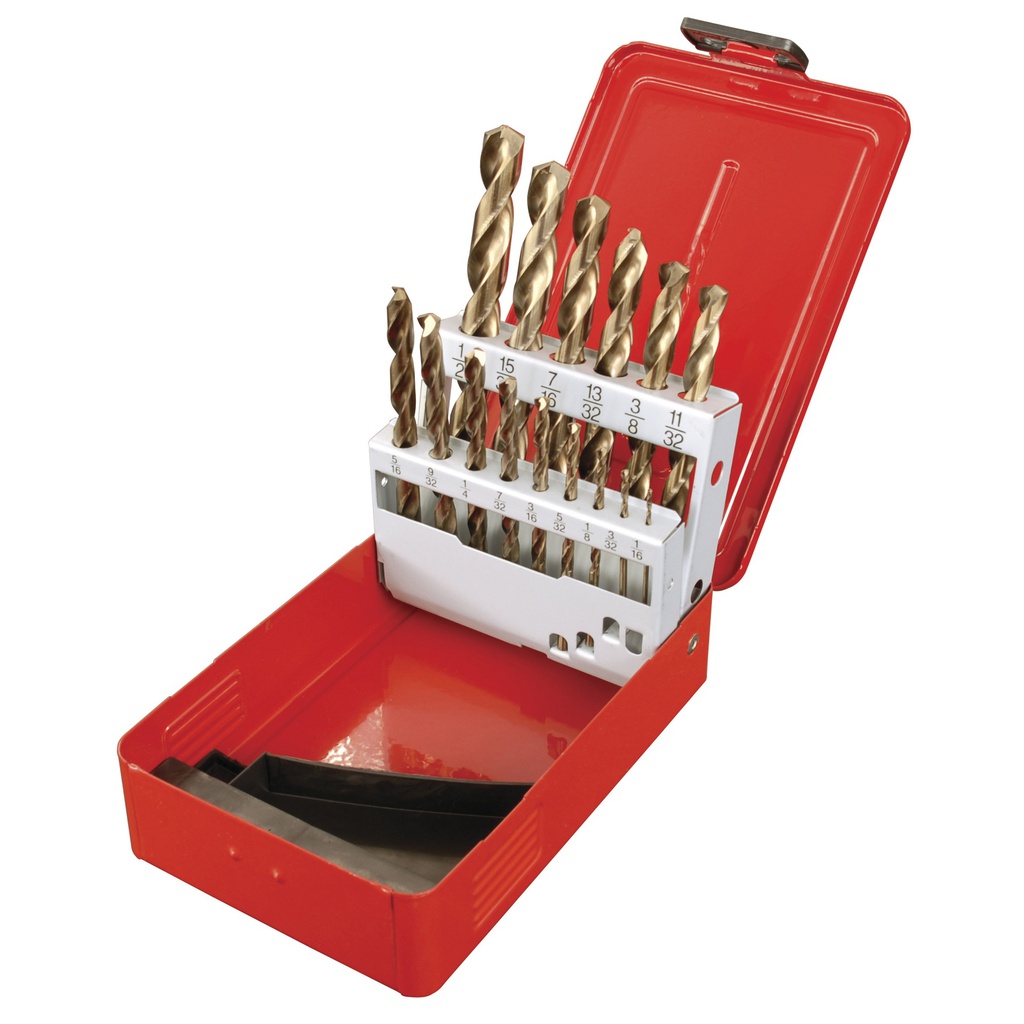 URREA Juego de 15 brocas con cobalto de 1/16"-1/2"