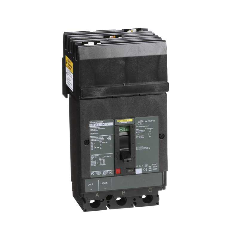 Breaker termomagnético I-Line HGA36020, 3P, 20A, 600V, 35kA, PowerPact H