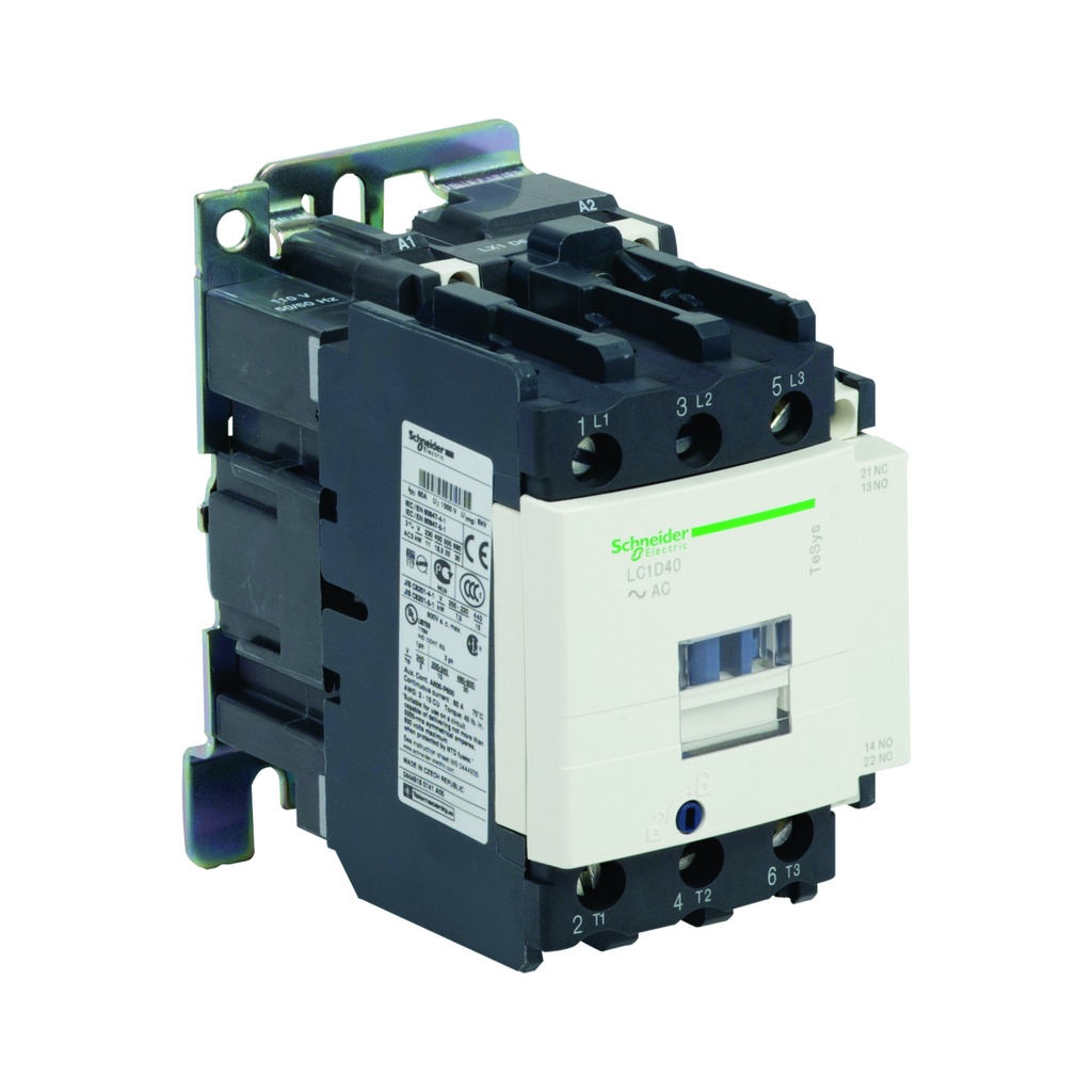 Contactor 40A, 3P, bobina de 600V AC, AC-3 <=400V, 60HZ, 1NA+1NC, TeSys D