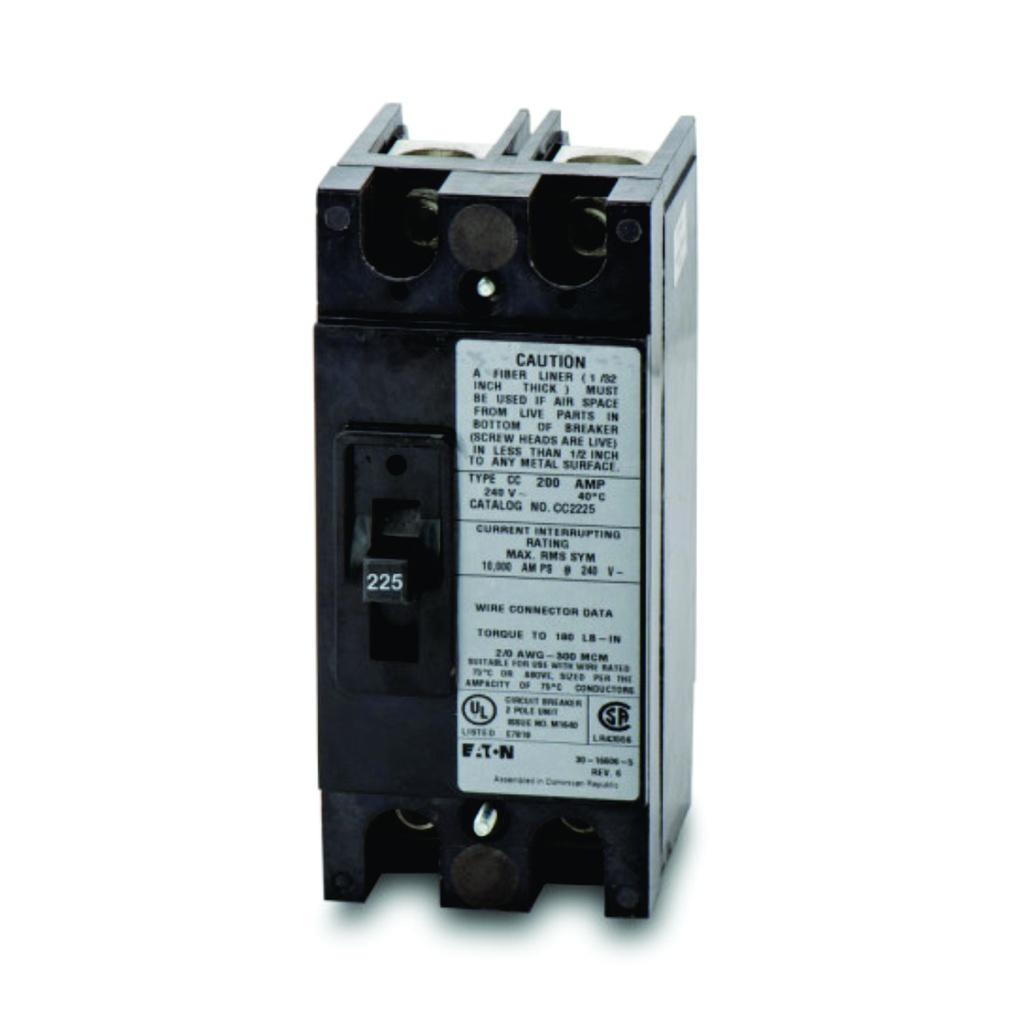 Breaker termomagnético de enchufar CC2225, tipo CC, 2P, 225A, 240V, 10K