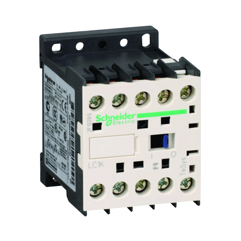 Mini contactor 9A, 3P, bobina de 24V AC, AC-3 <= 440V, 60 HZ, 1NO auxiliar, TeSys K