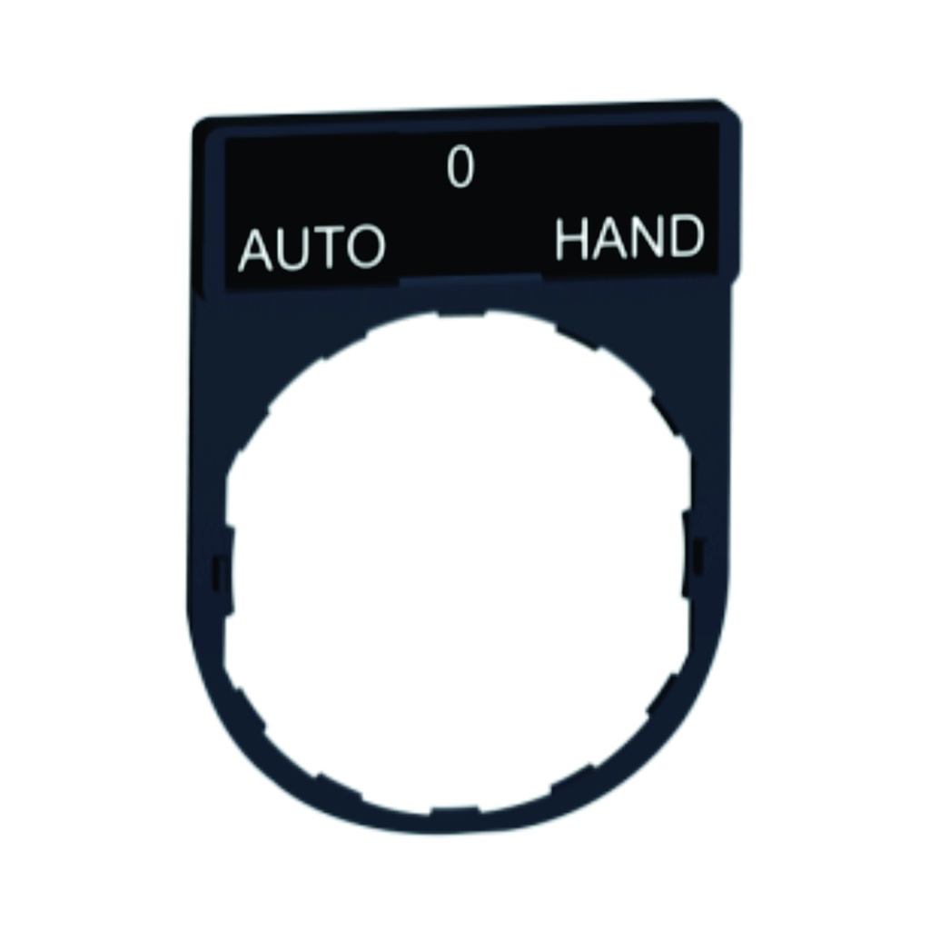 Porta-etiqueta para pulsador 30 x 40mm con etiqueta "AUTO-0-HAND" de 8 x 27mm, plástico, Harmony XB5 y Harmony XB4