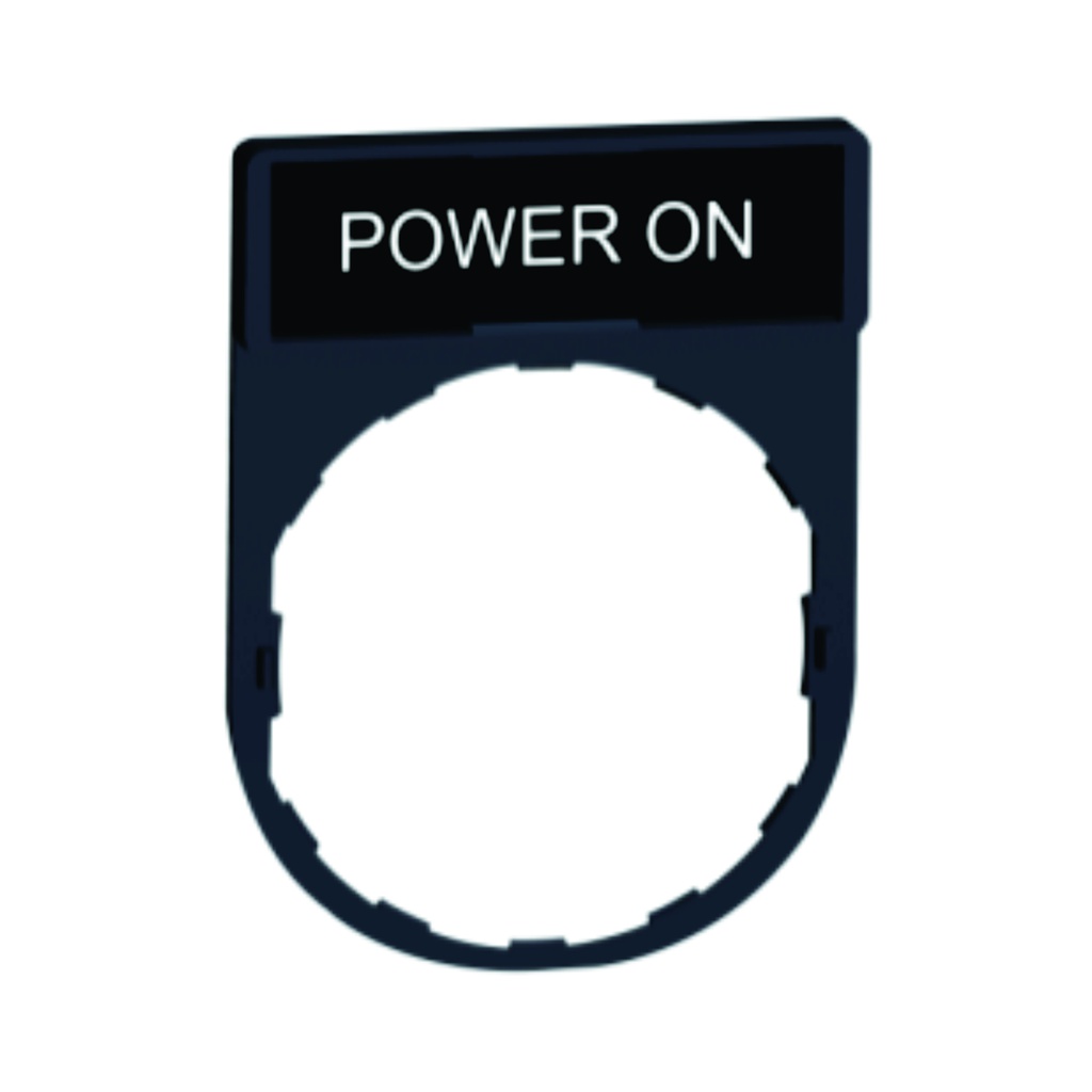 Porta-etiqueta para pulsador 30 x 40mm con etiqueta "POWER ON" de 8 x 27mm, plástico, Harmony XB5 y Harmony XB4