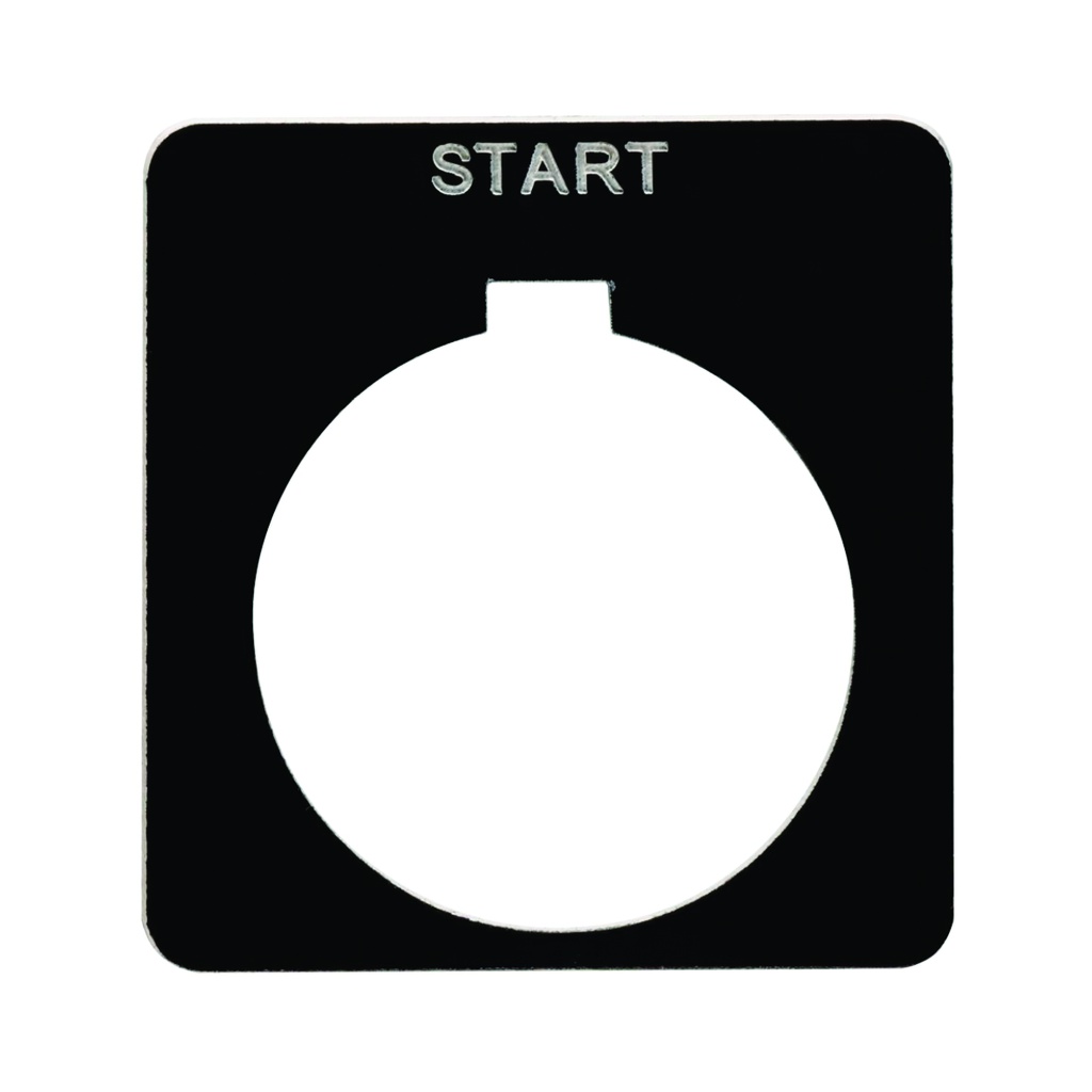 Porta-etiqueta para pulsador 30mm con etiqueta "START" de 40 x 43mm, aluminio, Harmony 9001K