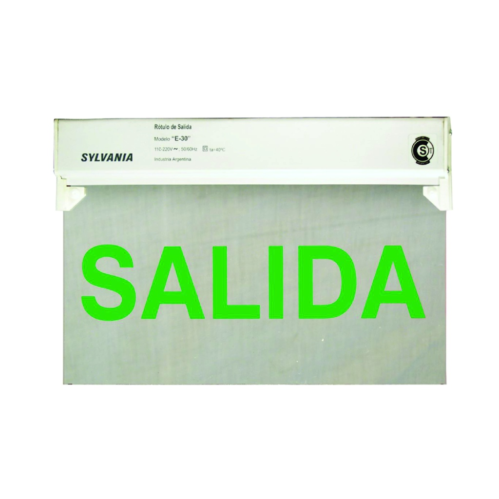 SYLVANIA Rótulo de salida LED E-30G UL, letras color verde "SALIDA", 120/277V