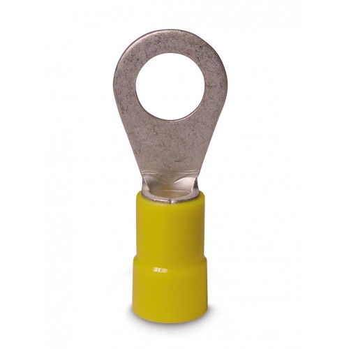 Terminal de ojo aislado RV5.5-5 amarillo para cable 12-10 AWG y tornillo # 10