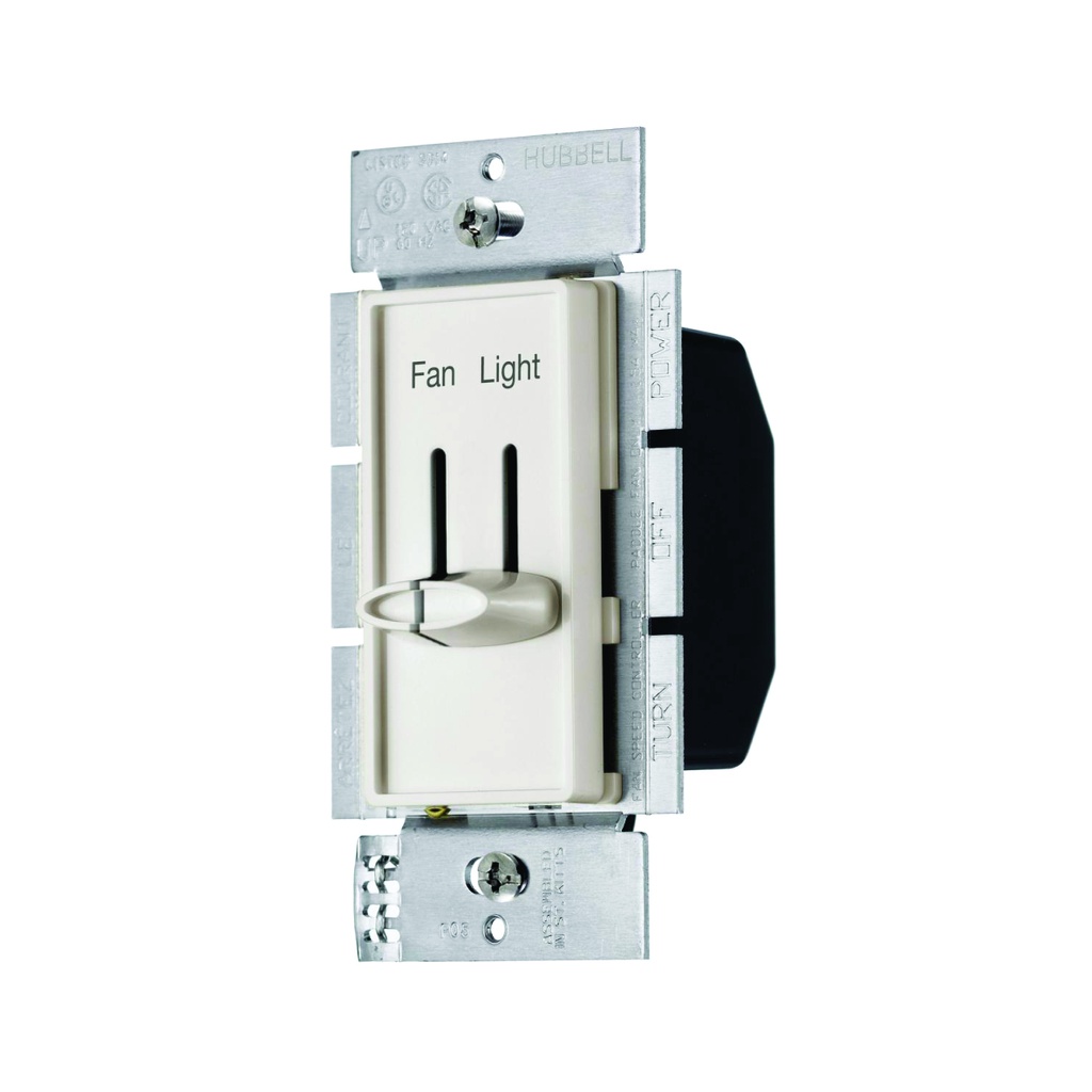 HUBBELL RS2LFSQLA Control de velocidad para ventilador de 3velocidades y dimmer 1.5A, 120V, light almond