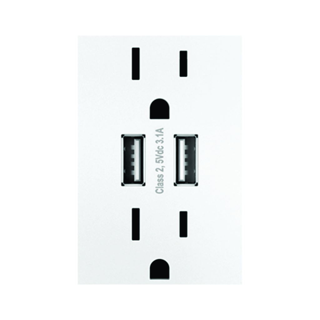 LEGRAND Adorne Toma-USB doble 15A, 120VAC, 120V, blanco