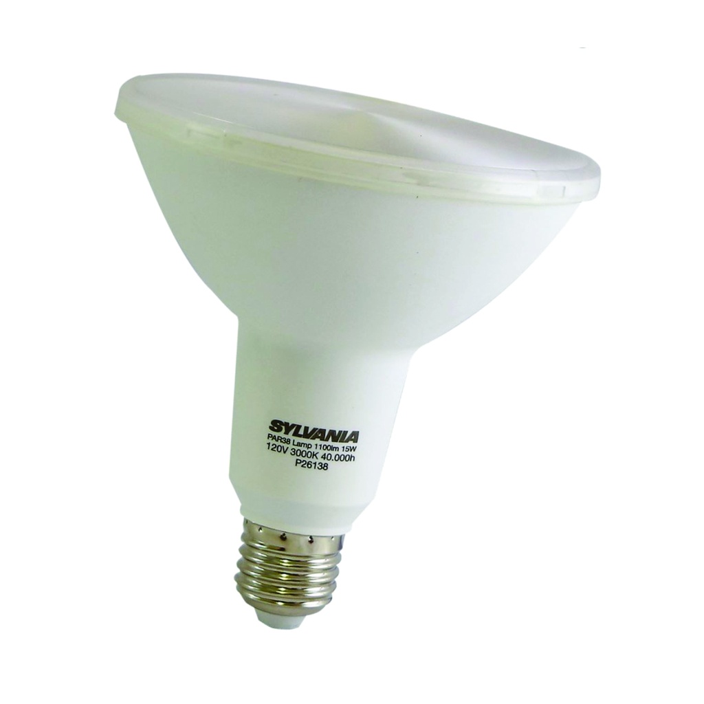 SYLVANIA Bombillo LED tipo reflector PAR38, 15W, 1100Lms, 3000K, IP65, luz cálida