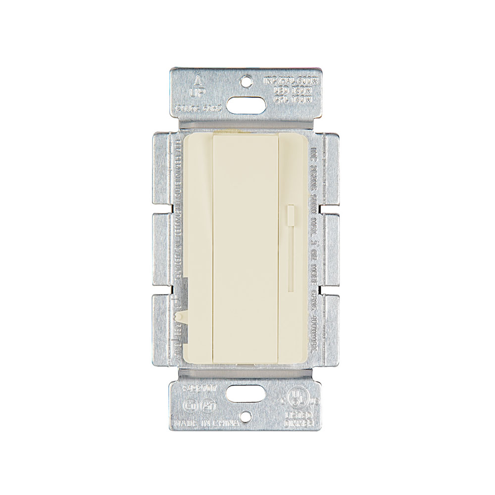 Dimmer e interruptor para CFL y LED, 120V, 150W, dimeable, 3 way, light almond, UL