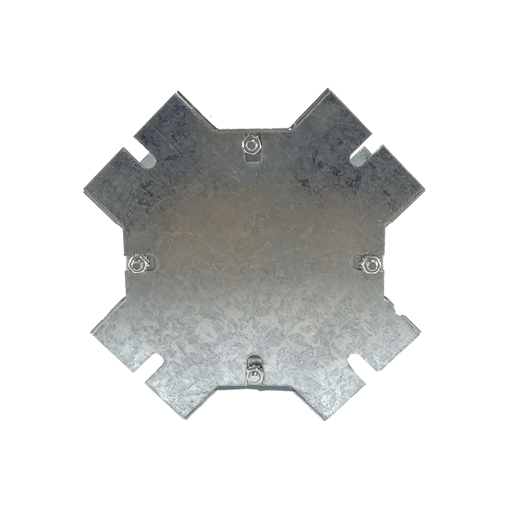 Placa de cruz galvanizada de 2½" para ducto cuadrado