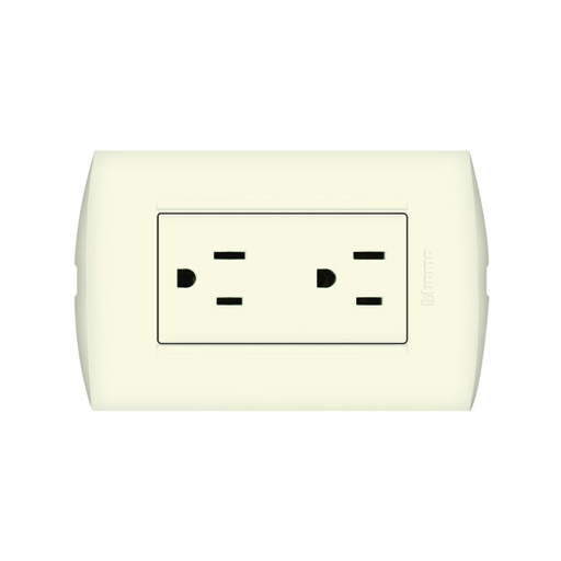 [WIR.03.021] [AE2228E2M] BTICINO Tomacorriente doble 2P+T 15A Marfil