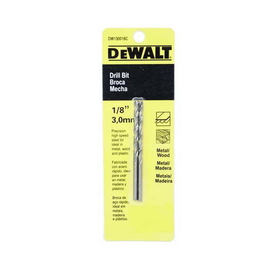 [HER.08.013] [DW130018C] DEWALT Broca HSS de 1/8"