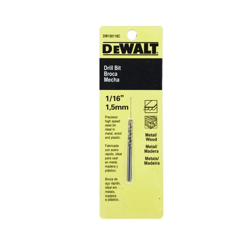 [HER.08.011] [DW130116C] DEWALT Broca HSS de 1/16"
