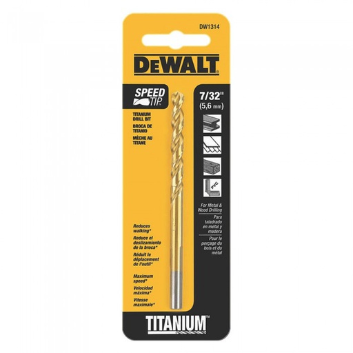 [HER.08.022] [DW1312G] DEWALT Brocas cubierta de titanio de 3/16"