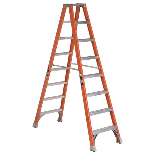 [HER.04.028] [FM1508] LOUISVILLE FM1508 Escalera de fibra de vidrio tipo "A" doble 8' 300lbs