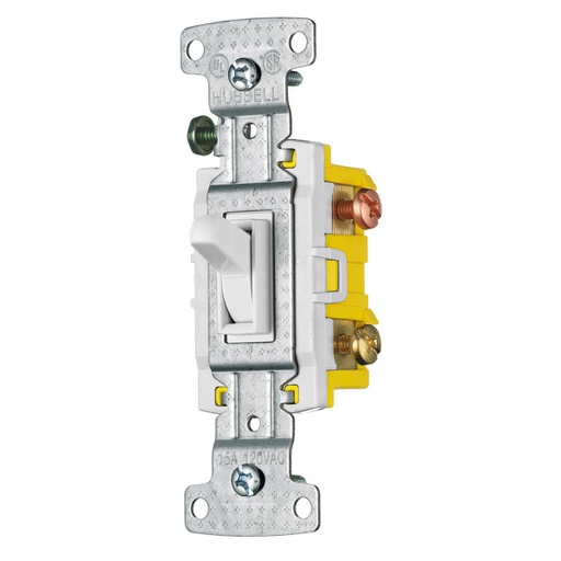 [WIR.03.137] [RS315W] HUBBELL RS315W Interruptor vaivén 3 vías, 15A, 120V AC, blanco