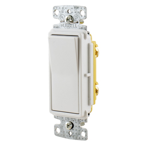 [WIR.03.113] HUBBELL RSD115W Interruptor sencillo decorativo 1P, 15A, 120/277V AC, blanco