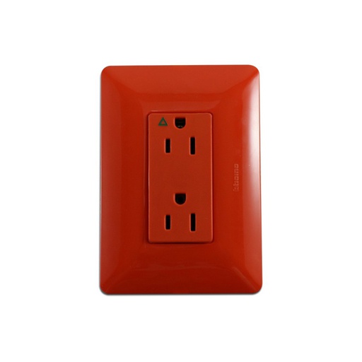 [AUT.01.646] [AM5028IGR] BTICINO Tomacorriente Matix doble aislado 2P+ T, 15A, 127-277V, 60Hz, naranja
