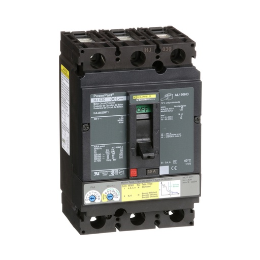 [DIS.01.1385] [HJL36030M71] Breaker termomagnético industrial HJL36030M71, 3P, 30A, 600V, 25kA, con protección para motor