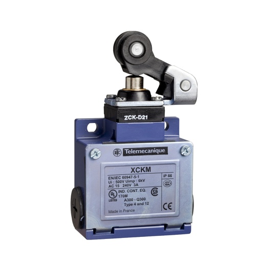 [AUT.02.066] [XCK-M121H29] Interruptor de final de carrera XCKM con émbolo de palanca de rodillo termoplástico, 1NC + 1NO, M20, OsiSense XC