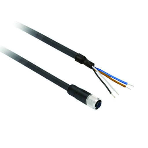 [AUT.02.010] Cable de Sensor, Barrera de Luz, M12 Hembra, Extremo Libre,4 Posiciones, 2 metros