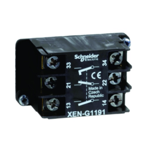 [AUT.04.076] [XENG1191] Bloque de contactos ruptura lenta XENG1191, retorno por resorte, montaje frontal para pulsador colgante, 1 NC + 2 NO, Harmony XAC