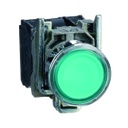 Pulsador iluminado LED integrado, verde, metálico, 22mm, 1NA + 1NC, 110→120V, Harmony XB4