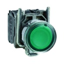 Pulsador iluminado LED integrado, verde, metálico, 22mm, 1NA + 1NC, 220→240V, Harmony XB4