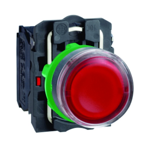[AUT.04.130] Pulsador iluminado rojo, plástico, bombillo no incluido, 22mm, 1NA + 1NC, 250V, Harmony XB5