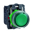 Pulsador iluminado verde, plástico, bombillo no incluido, 22mm, 1NA + 1NC, 250V, Harmony XB5