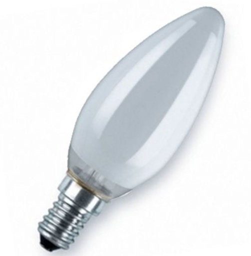[ILU.06.590] SYLVANIA Bombillo tipo vela 40W, 120V, rosca E14, opaco