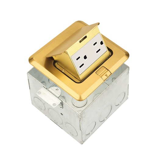 [WIR.03.737] [661243S-C-JUM-R20] Caja para escritorio POP-UP sencilla, 1 Gang, brass, UL