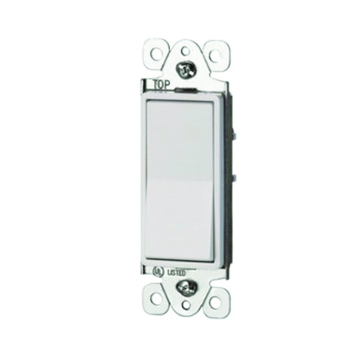 [WIR.03.775] Interruptor sencillo decorativo iluminado 15A, 120-277V, blanco, UL