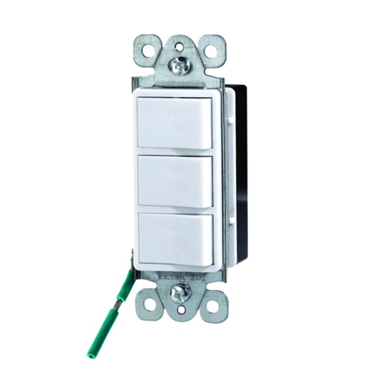 [WIR.03.789] Interruptor triple decorativo 15A, 120-277V, blanco, UL
