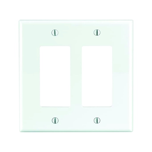 [WIR.03.795] [8832W] Placa decorativa plástica de pared, 2 Gang, blanco, UL