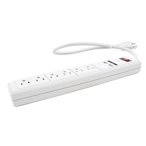 [COM.01.392] [136204] SURTEK Regleta de 6 entradas + 2 entradas USB, 13A, 12J, cable 50 cm de largo