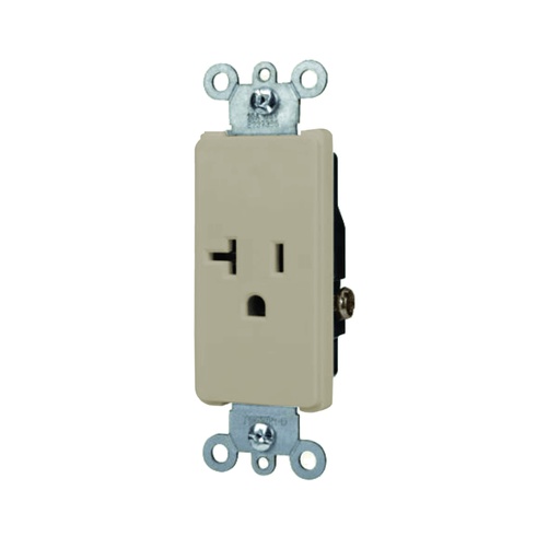 [WIR.03.784] [YQ120RLA] Tomacorriente sencillo grado comercial, 20A, 125V, NEMA 5-20R, light almond, UL