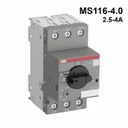 Guardamotor termomagnético MS116-4.0 con terminales de abrazadera de tornillo, 2.5→4A, 3P, 1.5kW, 208→690VCA, -25→+55°C, 60HZ