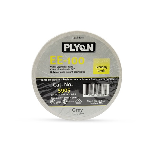 [CIN.01.013] [EE-100_GRI] Cinta aislante ¾" x 60' UL LISTED gris