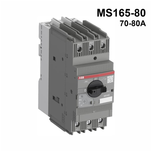[AUT.01.1055] [1SAM451000R1019] Guardamotor termomagnético MS165-80 con terminales de abrazadera detornillo, 70→80A, 3P, 45kW, 208→690VCA, -25→+60°C, 60HZ